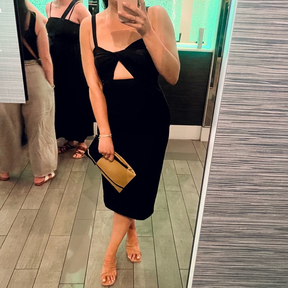 BHLDN Black Midi Dress with Cutout